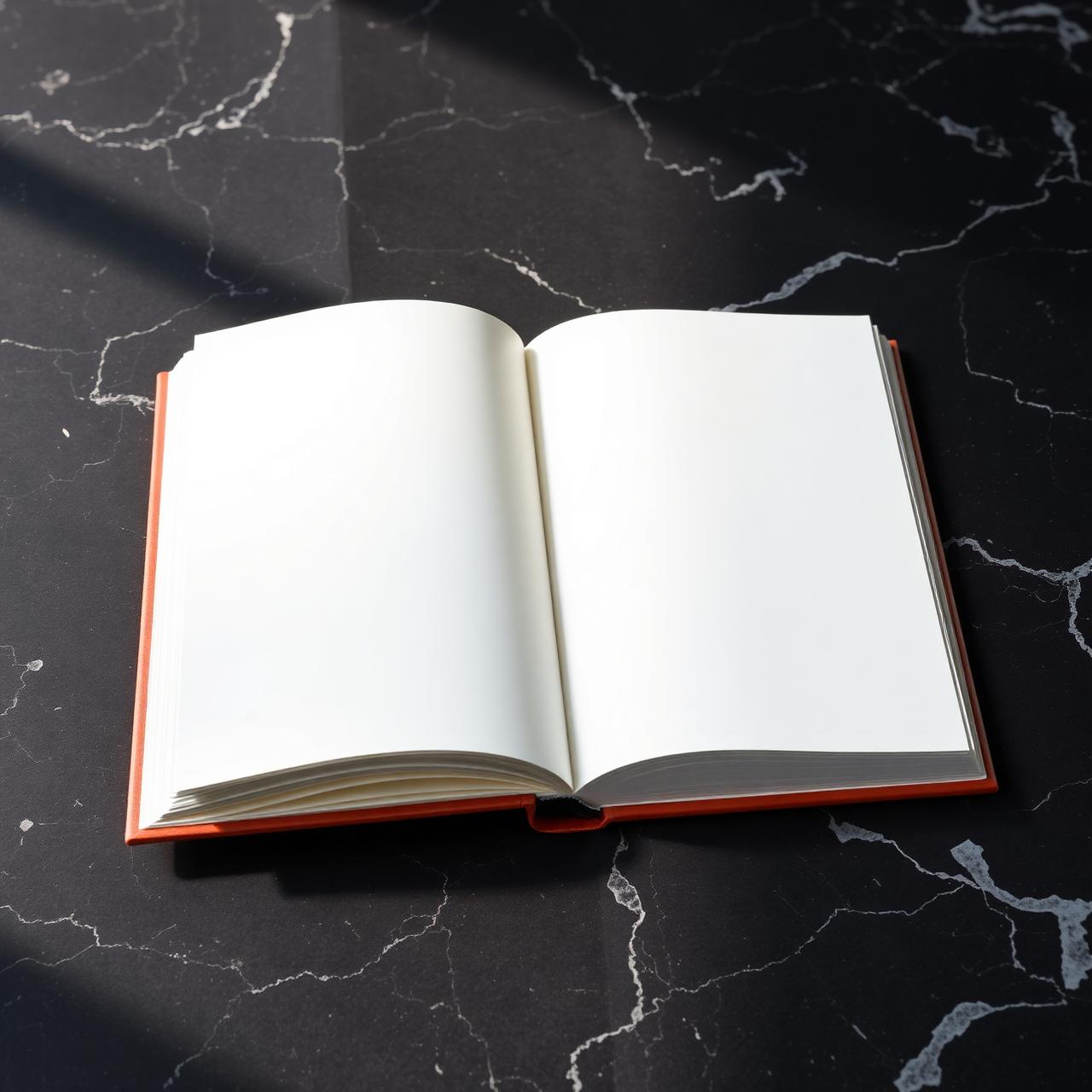 Open book on dark marble